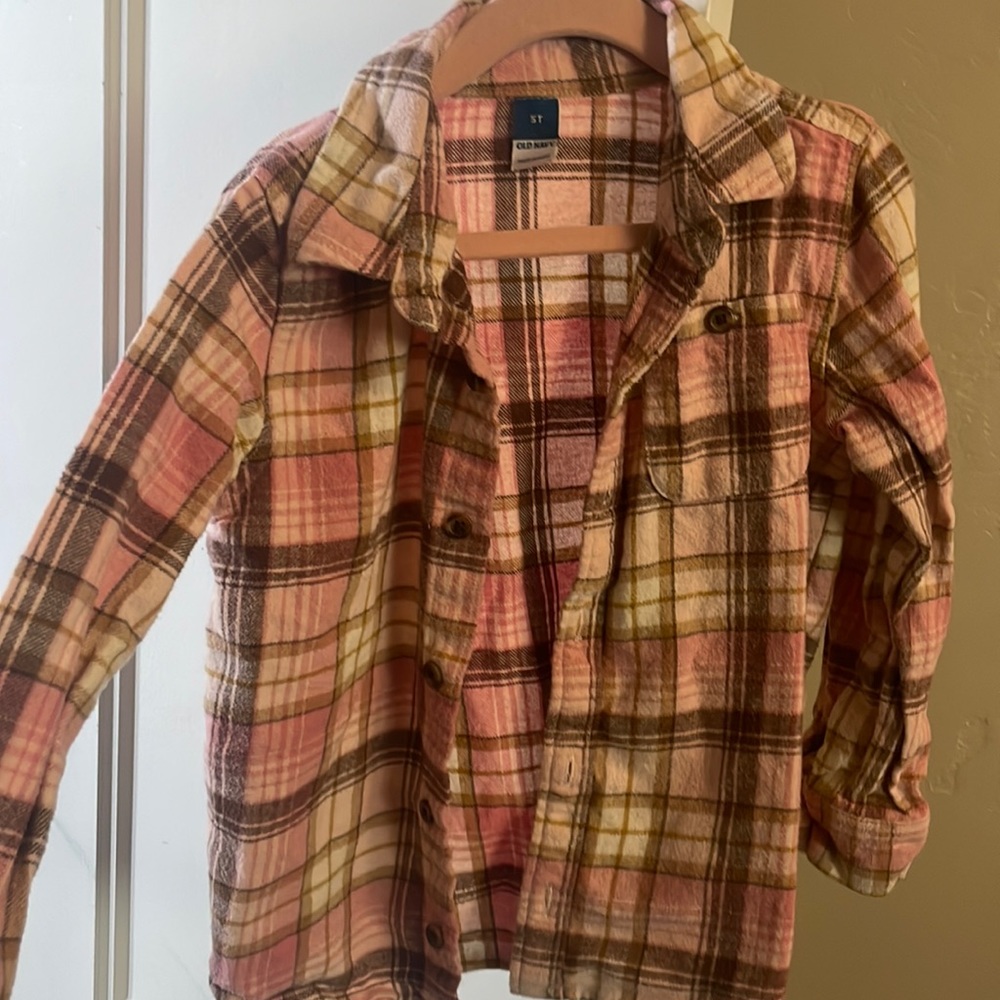 Girls old navy pink plaid shirt